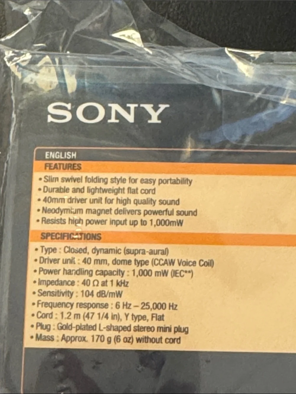 Sony White On-Ear Headphones - Lightweight Foldable Design
